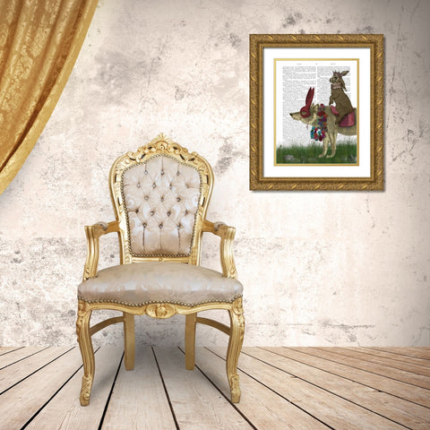 Arrival of the Hare King Gold Ornate Wood Framed Art Print with Double Matting by Fab Funky
