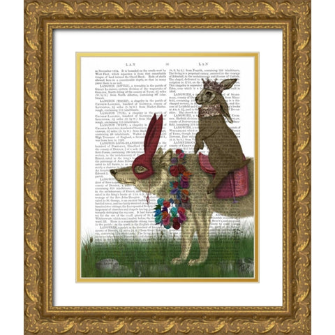 Arrival of the Hare King Gold Ornate Wood Framed Art Print with Double Matting by Fab Funky
