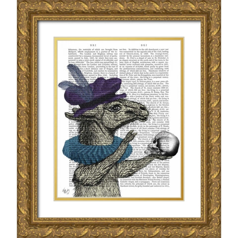 Drama Llama Gold Ornate Wood Framed Art Print with Double Matting by Fab Funky