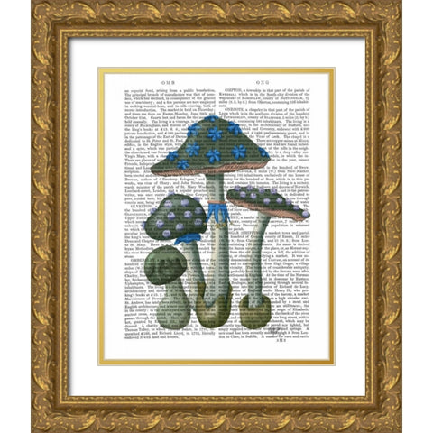 Psychedelic Mushrooms 1 Gold Ornate Wood Framed Art Print with Double Matting by Fab Funky