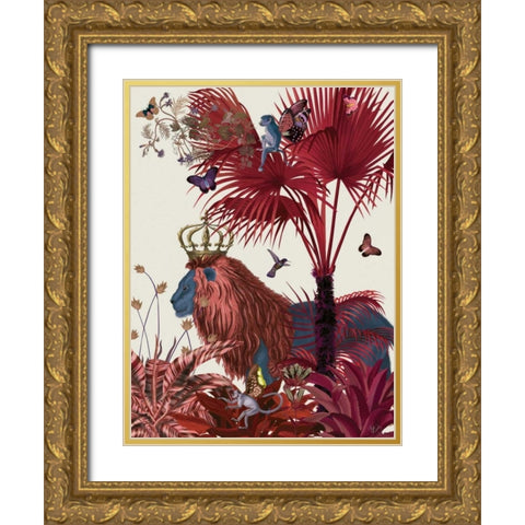 Red Lion, Portrait Gold Ornate Wood Framed Art Print with Double Matting by Fab Funky