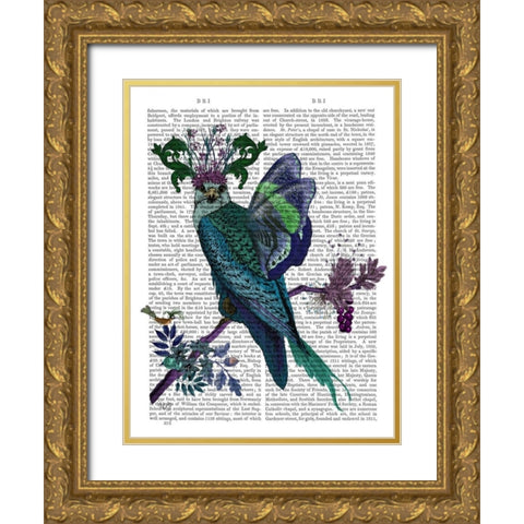 Blue Falcon Gold Ornate Wood Framed Art Print with Double Matting by Fab Funky