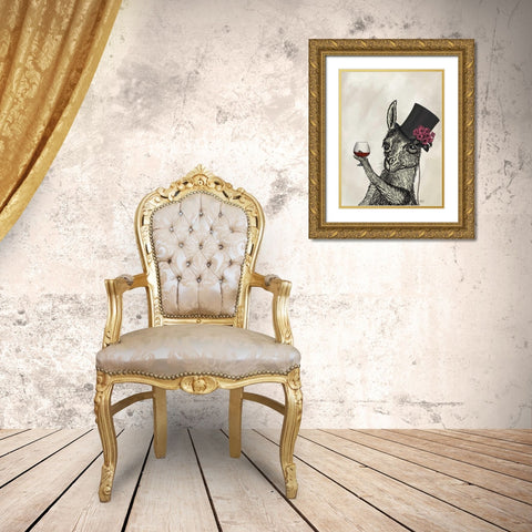 Llama Lush 2 Gold Ornate Wood Framed Art Print with Double Matting by Fab Funky