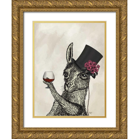 Llama Lush 2 Gold Ornate Wood Framed Art Print with Double Matting by Fab Funky