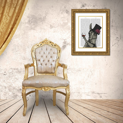 Llama Lush 2 Gold Ornate Wood Framed Art Print with Double Matting by Fab Funky