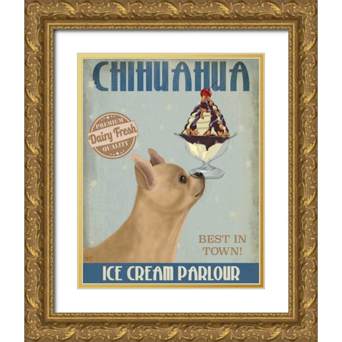 Chihuahua, Fawn, Ice Cream Gold Ornate Wood Framed Art Print with Double Matting by Fab Funky