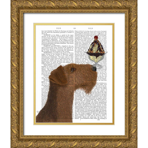 Airedale Ice Cream Gold Ornate Wood Framed Art Print with Double Matting by Fab Funky