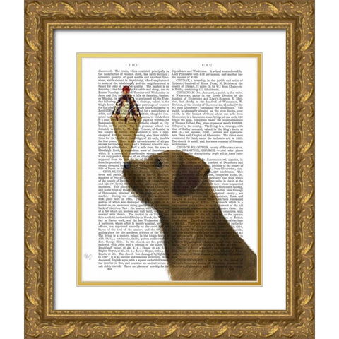 Border Terrier Ice Cream Gold Ornate Wood Framed Art Print with Double Matting by Fab Funky