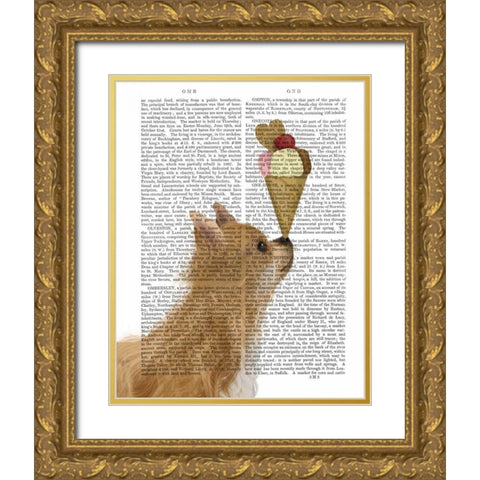 Chihuahua, Long Haired, Ice Cream Gold Ornate Wood Framed Art Print with Double Matting by Fab Funky