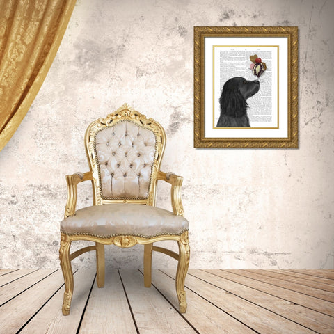 Cocker Spaniel, Black, Ice Cream Gold Ornate Wood Framed Art Print with Double Matting by Fab Funky