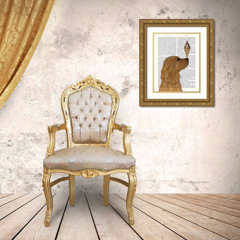 Cocker Spaniel, Golden, Ice Cream Gold Ornate Wood Framed Art Print with Double Matting by Fab Funky