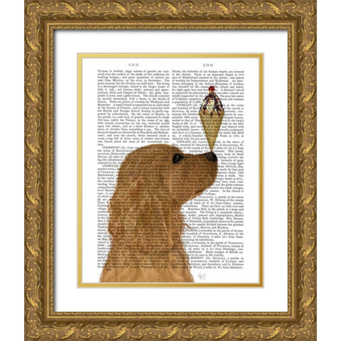 Cocker Spaniel, Golden, Ice Cream Gold Ornate Wood Framed Art Print with Double Matting by Fab Funky