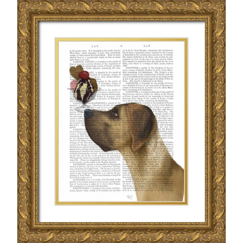 Great Dane, Tan, Ice Cream Gold Ornate Wood Framed Art Print with Double Matting by Fab Funky