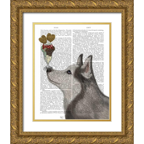 Husky Ice Cream Gold Ornate Wood Framed Art Print with Double Matting by Fab Funky