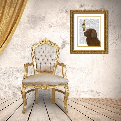 Labradoodle, Brown, Ice Cream Gold Ornate Wood Framed Art Print with Double Matting by Fab Funky