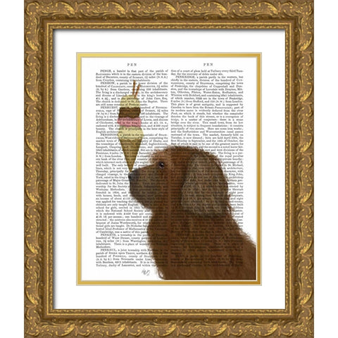 Labradoodle, Brown, Ice Cream Gold Ornate Wood Framed Art Print with Double Matting by Fab Funky