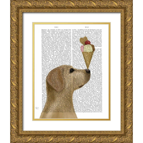 Yellow Labrador Ice Cream Gold Ornate Wood Framed Art Print with Double Matting by Fab Funky