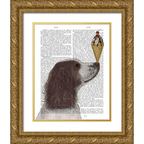 Springer Spaniel, Brown and White, Ice Cream Gold Ornate Wood Framed Art Print with Double Matting by Fab Funky