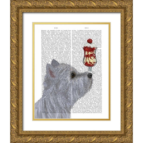 Westie Ice Cream Gold Ornate Wood Framed Art Print with Double Matting by Fab Funky