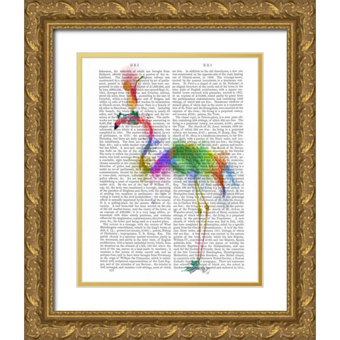 Rainbow Splash Flamingo 1 Gold Ornate Wood Framed Art Print with Double Matting by Fab Funky