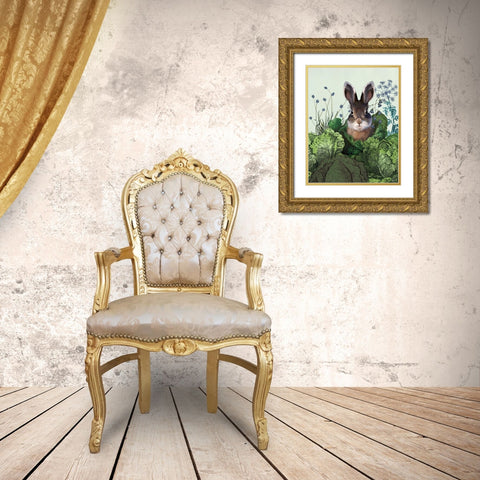 Cabbage Patch Rabbit 4 Gold Ornate Wood Framed Art Print with Double Matting by Fab Funky