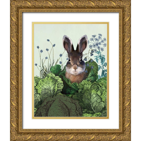 Cabbage Patch Rabbit 4 Gold Ornate Wood Framed Art Print with Double Matting by Fab Funky