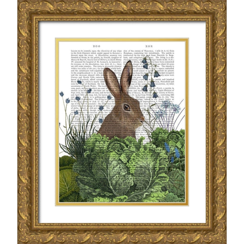 Cabbage Patch Rabbit 2 Gold Ornate Wood Framed Art Print with Double Matting by Fab Funky