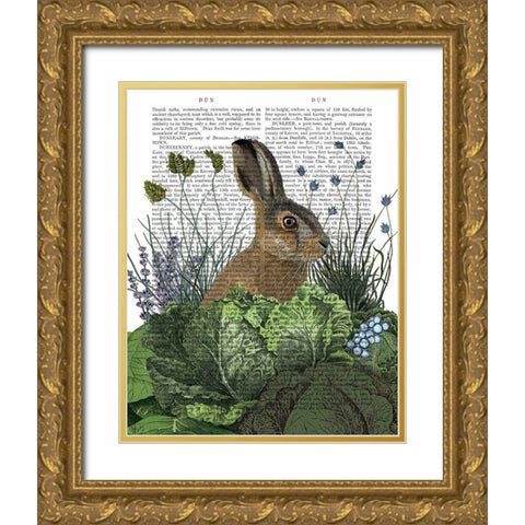 Cabbage Patch Rabbit 3 Gold Ornate Wood Framed Art Print with Double Matting by Fab Funky