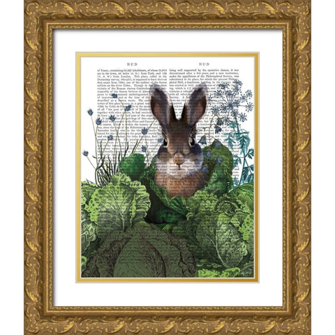 Cabbage Patch Rabbit 4 Gold Ornate Wood Framed Art Print with Double Matting by Fab Funky
