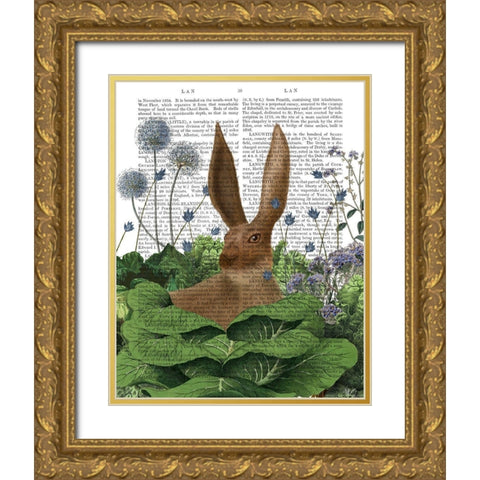 Cabbage Patch Rabbit 5 Gold Ornate Wood Framed Art Print with Double Matting by Fab Funky