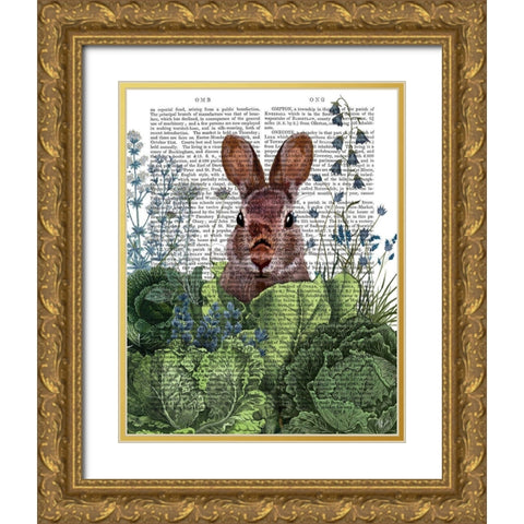 Cabbage Patch Rabbit 6 Gold Ornate Wood Framed Art Print with Double Matting by Fab Funky
