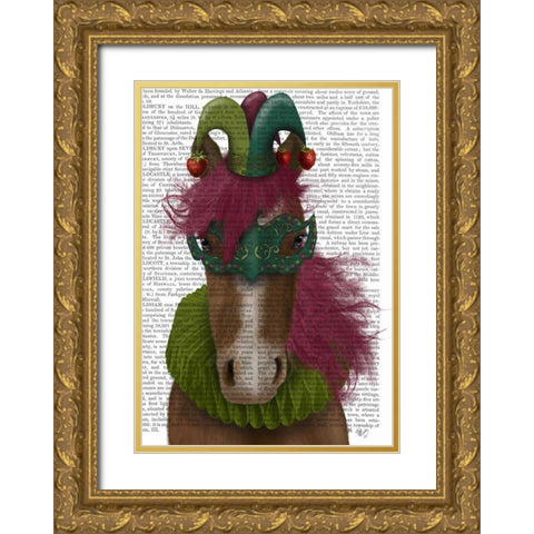 Horse Strawberry Fool Gold Ornate Wood Framed Art Print with Double Matting by Fab Funky