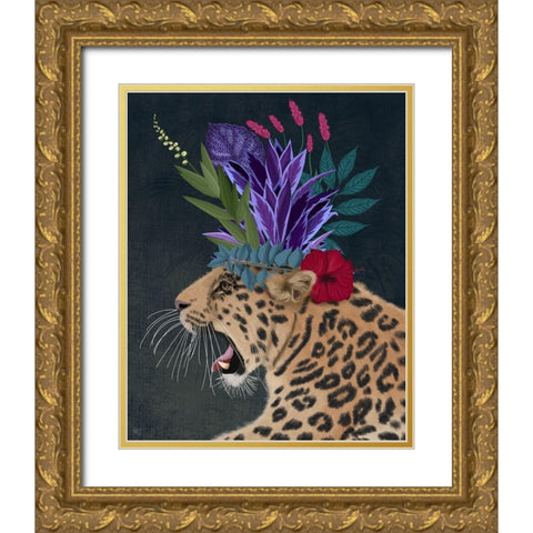 Hot House Leopard 2 Gold Ornate Wood Framed Art Print with Double Matting by Fab Funky