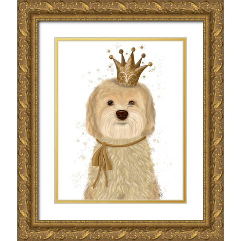 Cockerpoo Princess Gold Ornate Wood Framed Art Print with Double Matting by Fab Funky