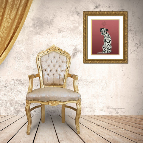 Halloween Dalmatian and Spiders Gold Ornate Wood Framed Art Print with Double Matting by Fab Funky