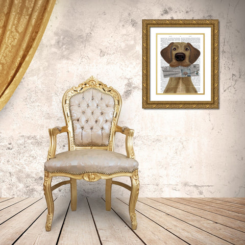Great Dane Newspaper Gold Ornate Wood Framed Art Print with Double Matting by Fab Funky