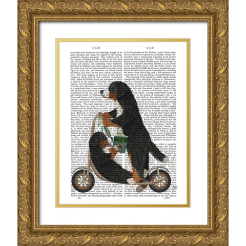 Bernese Scooter Gold Ornate Wood Framed Art Print with Double Matting by Fab Funky