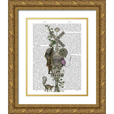Monkey Crossing Gold Ornate Wood Framed Art Print with Double Matting by Fab Funky