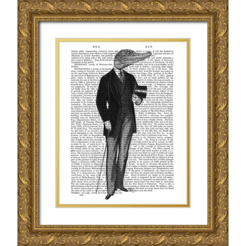 Crocodile Gent Gold Ornate Wood Framed Art Print with Double Matting by Fab Funky