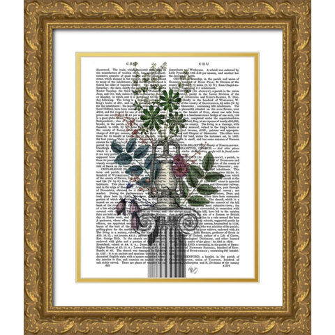 Lamp On Plinth Gold Ornate Wood Framed Art Print with Double Matting by Fab Funky
