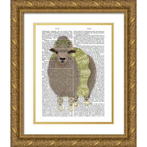 Ballet Sheep 2 Book Print Gold Ornate Wood Framed Art Print with Double Matting by Fab Funky