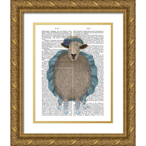 Ballet Sheep 3 Book Print Gold Ornate Wood Framed Art Print with Double Matting by Fab Funky
