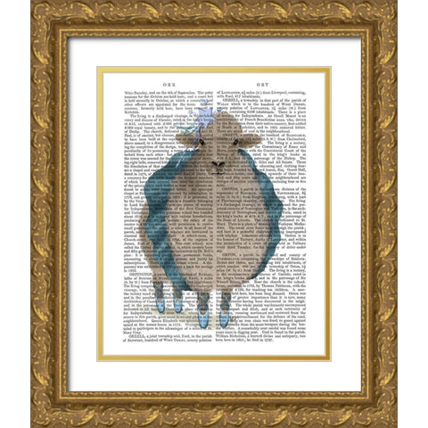 Ballet Sheep 5 Book Print Gold Ornate Wood Framed Art Print with Double Matting by Fab Funky