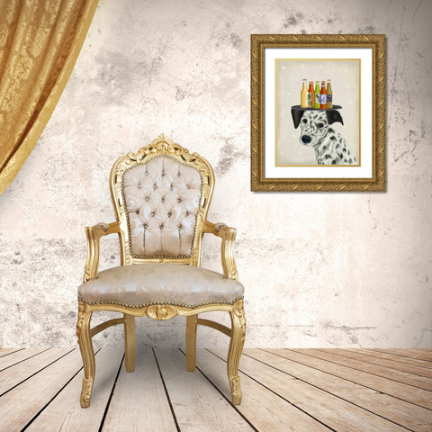 Dalmatian Beer Lover Gold Ornate Wood Framed Art Print with Double Matting by Fab Funky