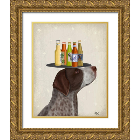 German Shorthaired Pointer Ice Cream Beer Lover Gold Ornate Wood Framed Art Print with Double Matting by Fab Funky