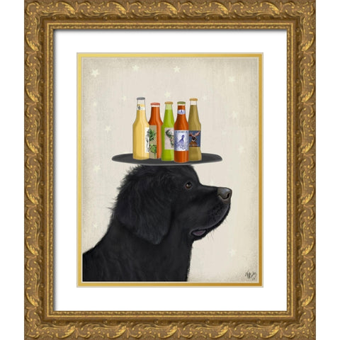 Pit Bull Beer Lover Gold Ornate Wood Framed Art Print with Double Matting by Fab Funky