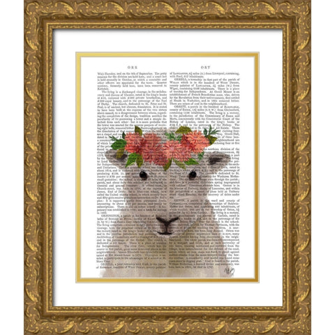 Sheep Bohemian 1 Book Print Gold Ornate Wood Framed Art Print with Double Matting by Fab Funky