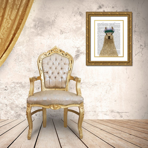 Llama Bohemian 1 Book Print Gold Ornate Wood Framed Art Print with Double Matting by Fab Funky