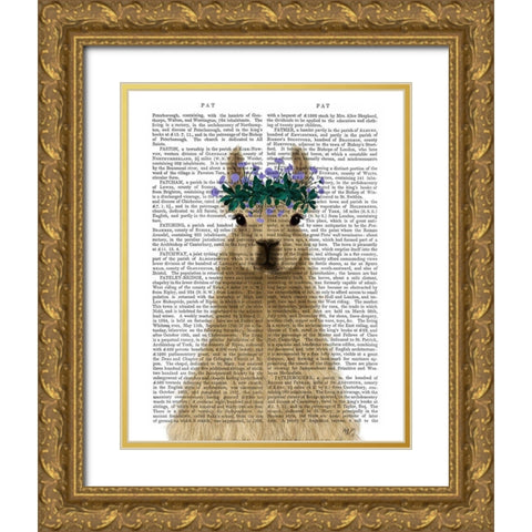 Llama Bohemian 1 Book Print Gold Ornate Wood Framed Art Print with Double Matting by Fab Funky
