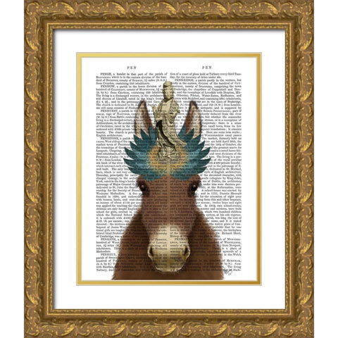 Donkey Bodhisattva Book Print Gold Ornate Wood Framed Art Print with Double Matting by Fab Funky